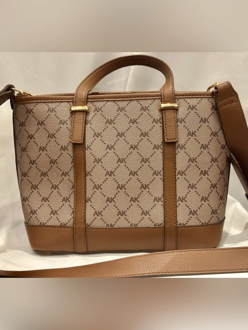 Anne Klein Brown 3-in-1 Satchel Crossbody Handbag Set | Removable Pouch & Wallet